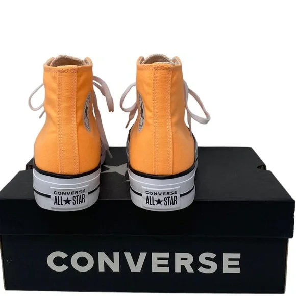 Converse Ctas Lift Platform For Women Sneakers Orange Canvas High Top SB A03052F - Picture 8 of 10